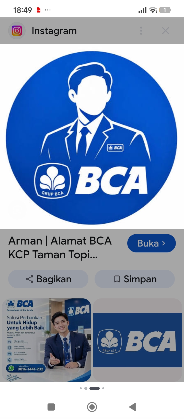 BCA KCP Wahid Hasyim.Tlp:1500888/wa: 082162913466