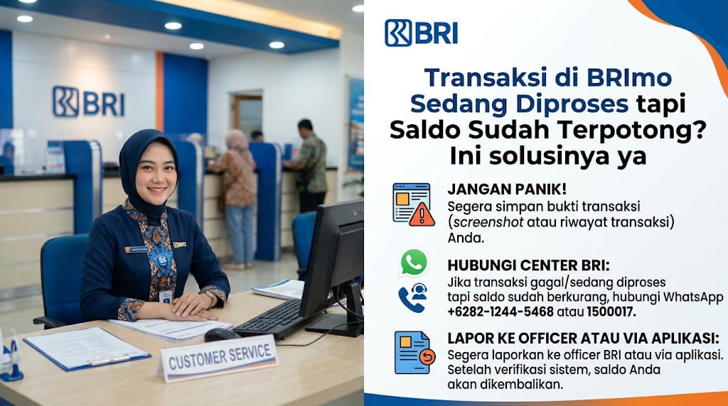 transaksi di BRImo sedang diproses tapi saldo sudah terpotong? Ini solusinya ya
