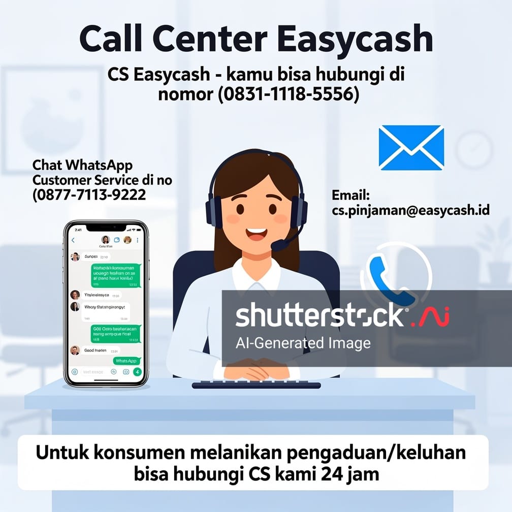 Call Center Resmi Easy cash 0877-7713-9222 bisa juga hubungi CS Easycash di 0831-1118-5556